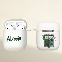 Load image into Gallery viewer, koragarro Hogwarts Crest Personalized Airpods Case potterhead birthday gift Gryffindor Slytherin Hufflepuff Ravenclaw school custom wizard name airpods case