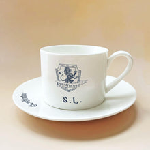 Load image into Gallery viewer, koragarro hogwarts houses personalized coffee mug saucer set, harry potter tea cup saucer, ceramic drinkware, Gryffindor, Slytherin, Ravenclaw, Hufflepuff, potterhead gift