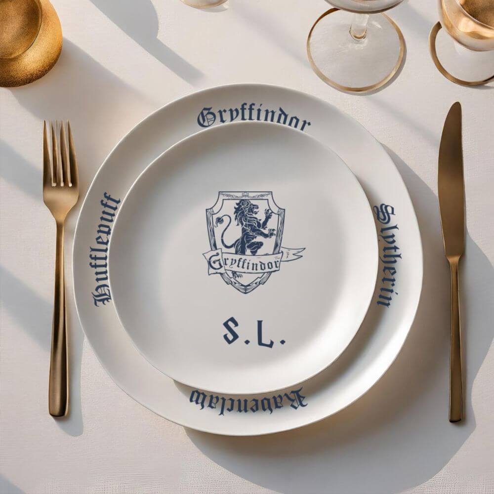 koragarro ceramic plate, hogwarts school, Gryffindor Slytherin Ravenclaw Hufflepuff, custom plate,platter, Potterhead gift