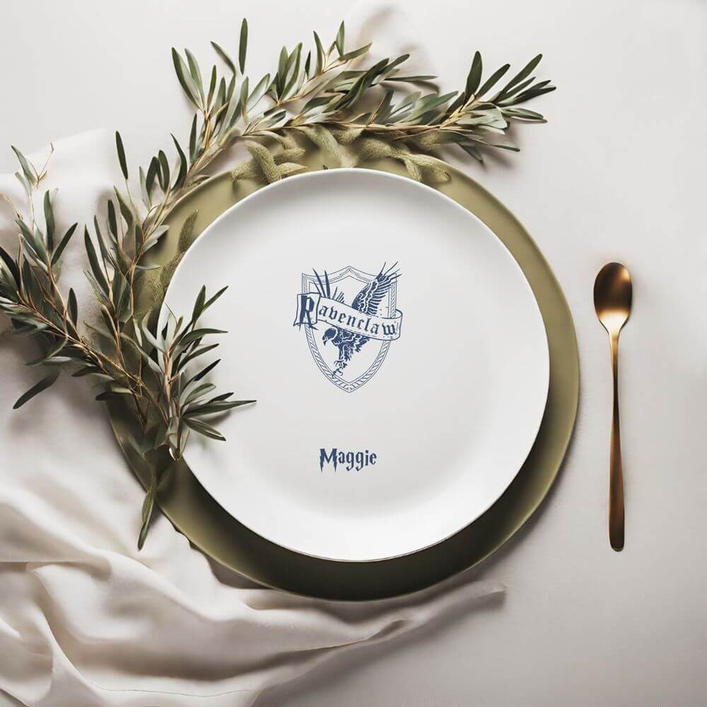 koragarro ceramic plate, hogwarts school, Gryffindor Slytherin Ravenclaw Hufflepuff, custom plate, Potterhead gift