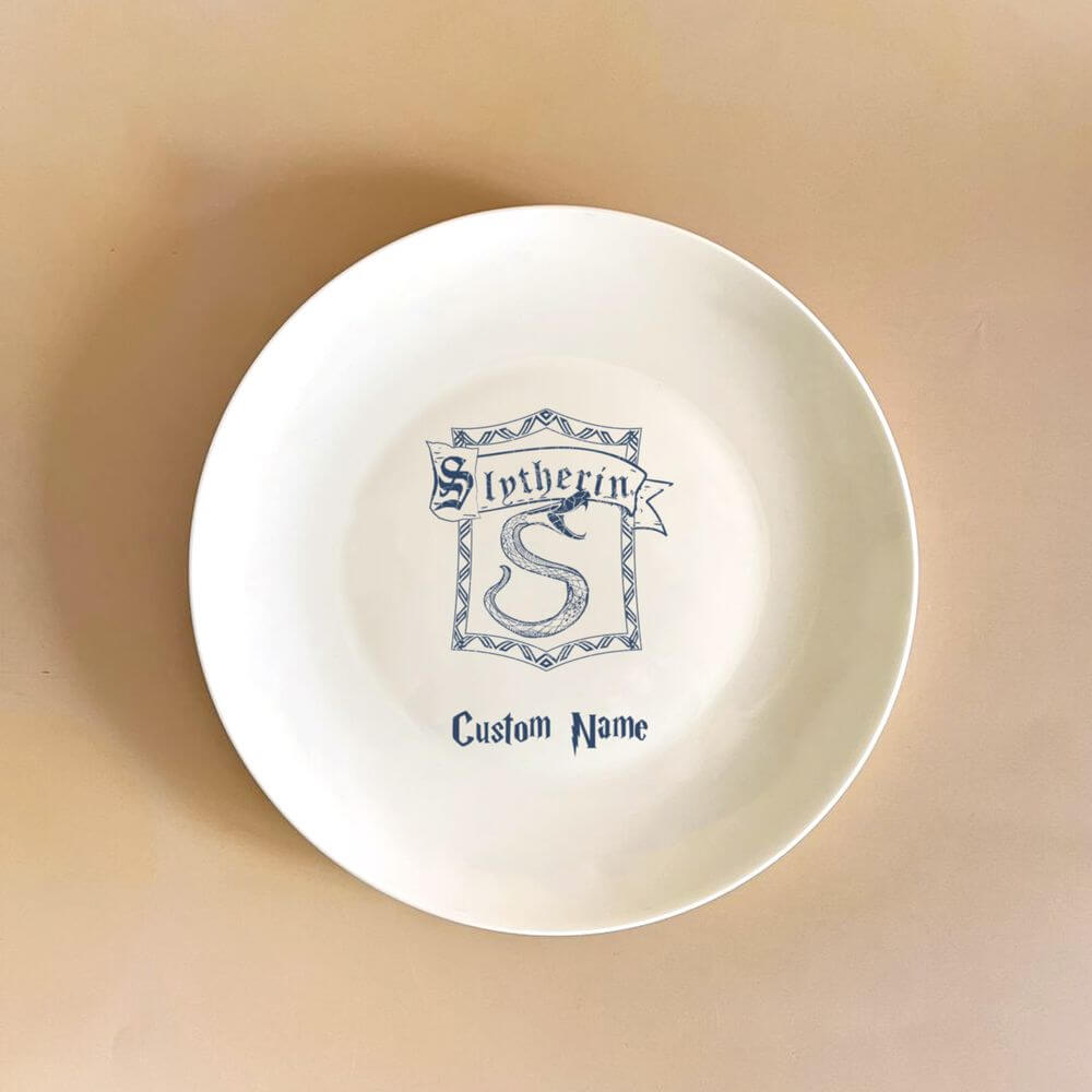 koragarro ceramic plate, hogwarts school, Slytherin, custom plate, Potterhead gift