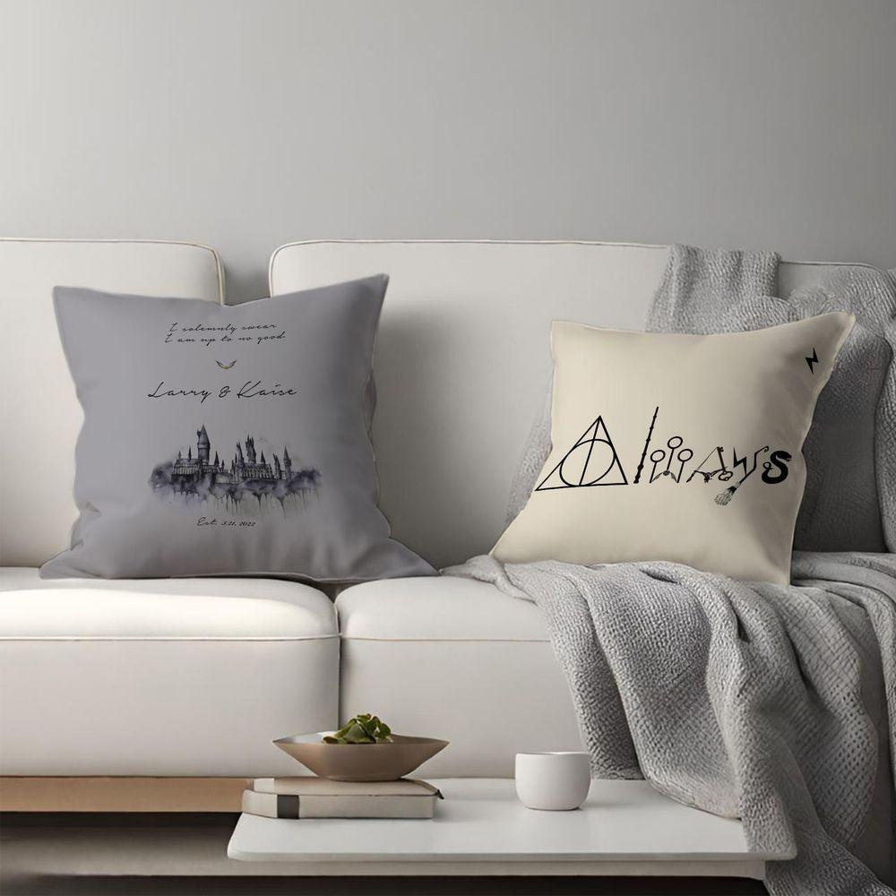 koragarro harry potter personalized pillow case, potterhead gift, hogwarts castle, harry potter quote, modern minimalist, couch cushion