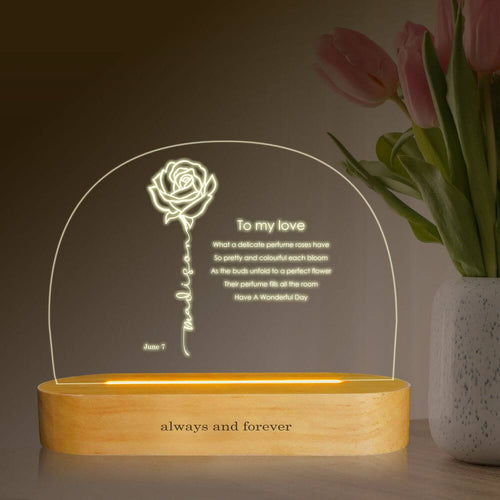 June Birth Flower Rose Custom Table Lamp