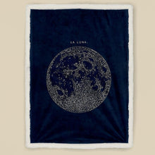 Load image into Gallery viewer, koragarro Constellations blanket, moon print sherpa blanket, astronomy gift, lunar terrain