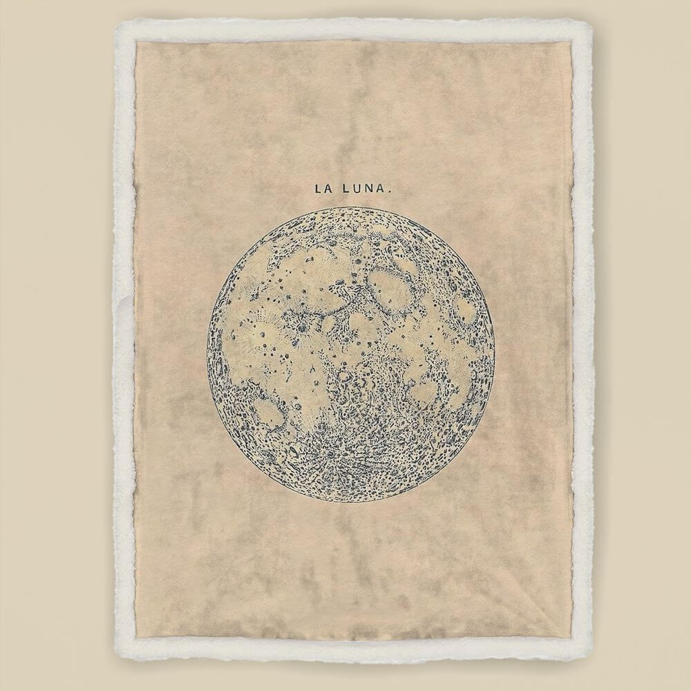 koragarro Constellations blanket, moon print throw blanket, astronomy gift, lunar terrain beige