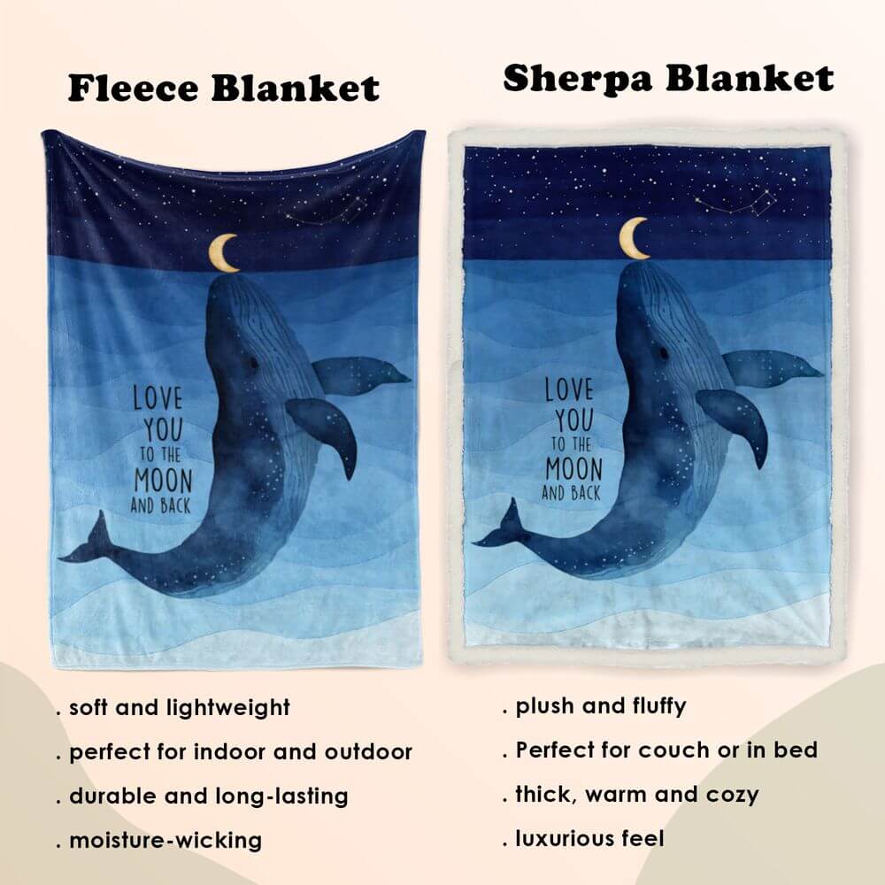 koragarro love you to the moon and back throw blanket, whale moon constellation blanket, blue, kids astronomy gift
