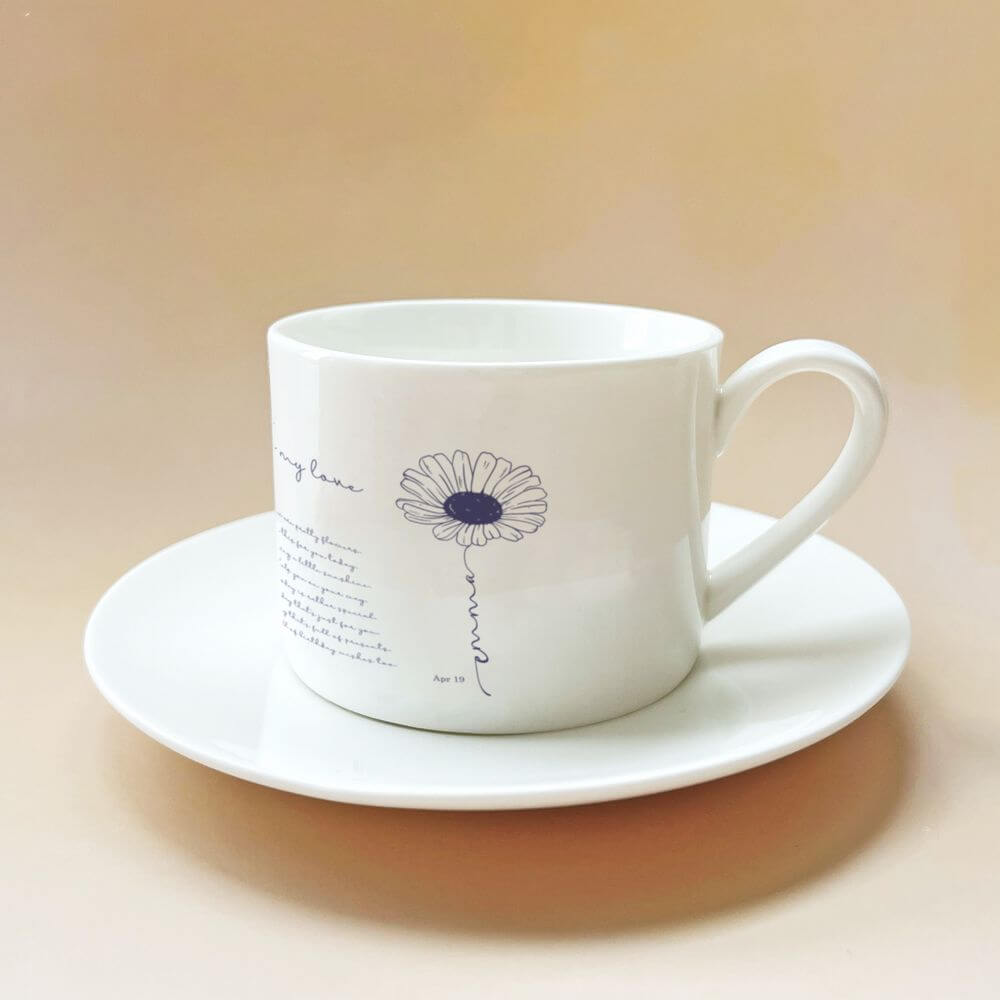 April Birth Flower Tea Cup Saucer Set