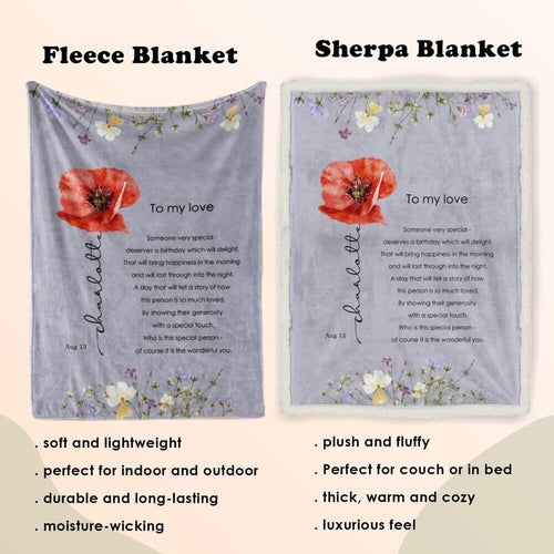 Poppy Named Flower Blanket - August Flower
