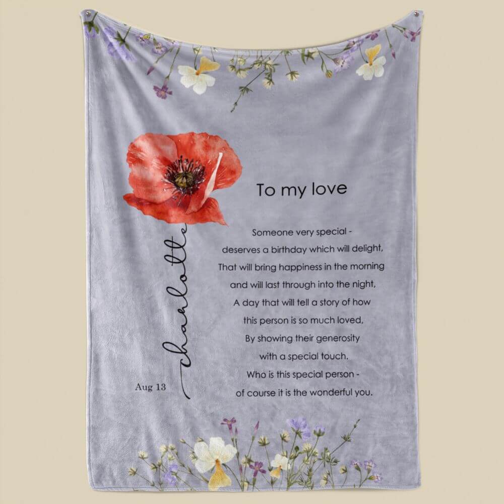Poppy Named Flower Blanket - August Flower
