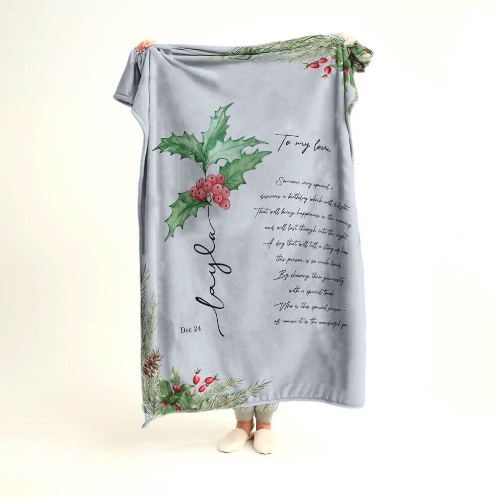December Birth Flower Blanket - Holly