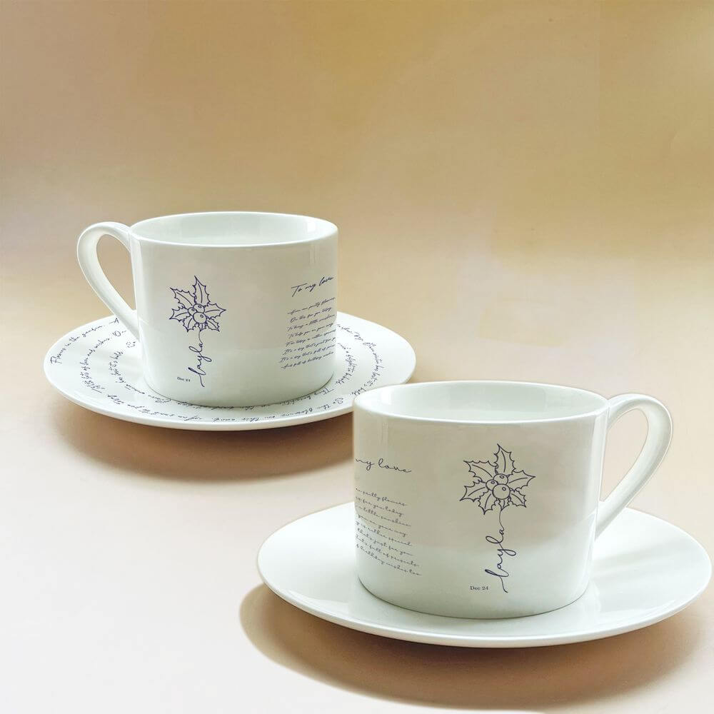 December Birth Flower Tea Cup and Saucer Set