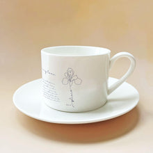 Load image into Gallery viewer, koragarro Feb Birthday gift, Personalized name flower tea cup saucer set, Birthday gift for Feb, Mom, grandma