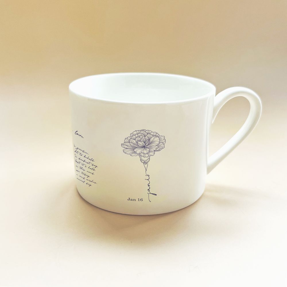 koragarro January Birth named Flower Tea cup Saucer Set -Carnation Snowdrop