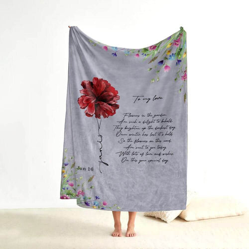 koragarro Jan birth flower named blanket, Carnation, Snow drop, personalized throw blanket, Jan born birthday gift