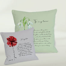 Load image into Gallery viewer, koragarro birth month named flower- custom text personalized cushion-January birthday gift