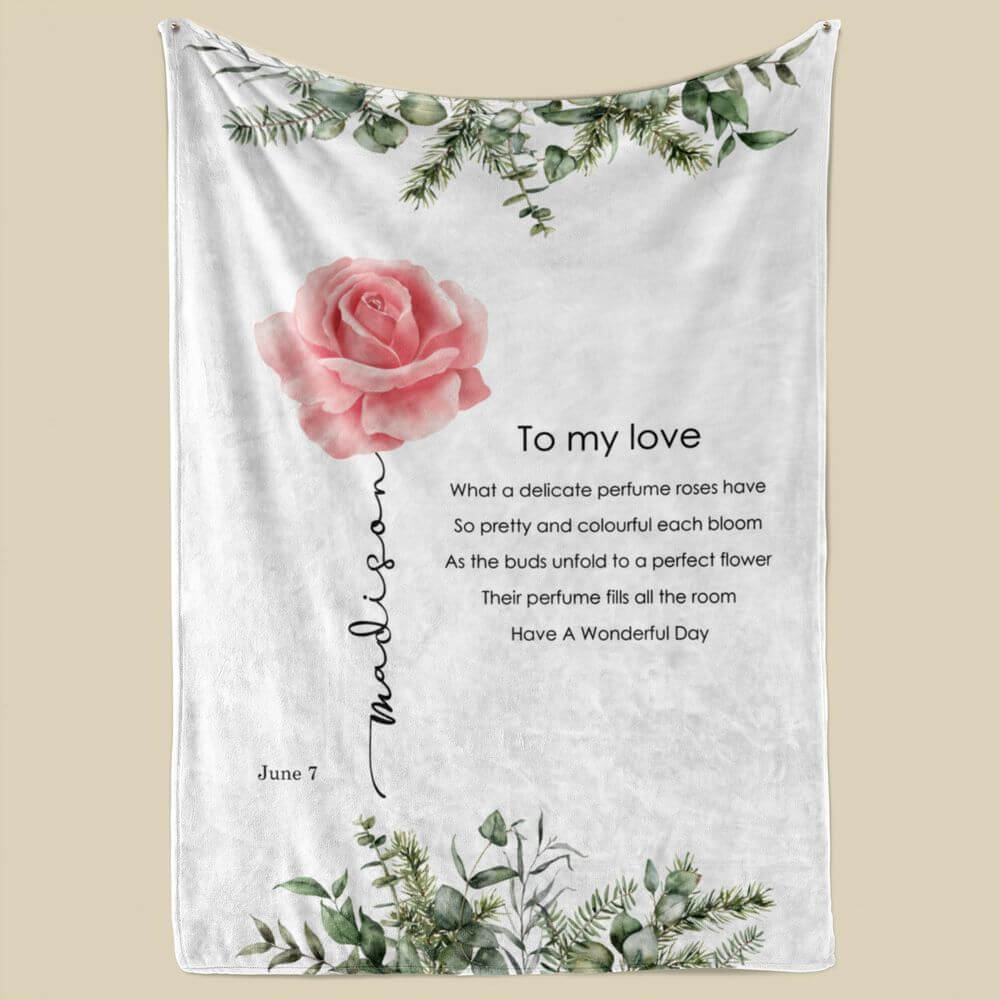 Rose Named Flower Blanket - June Birth flower