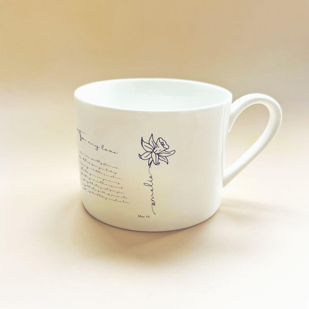 March Birth Flower Tea Cup Saucer Set