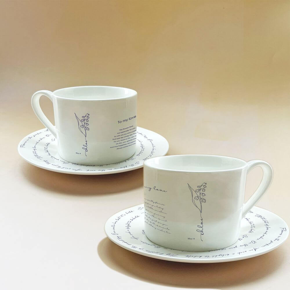 May Birth Flower Tea Cup and Saucer Set