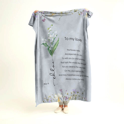 May Named Birth Flower Blanket - Lily of the Valley