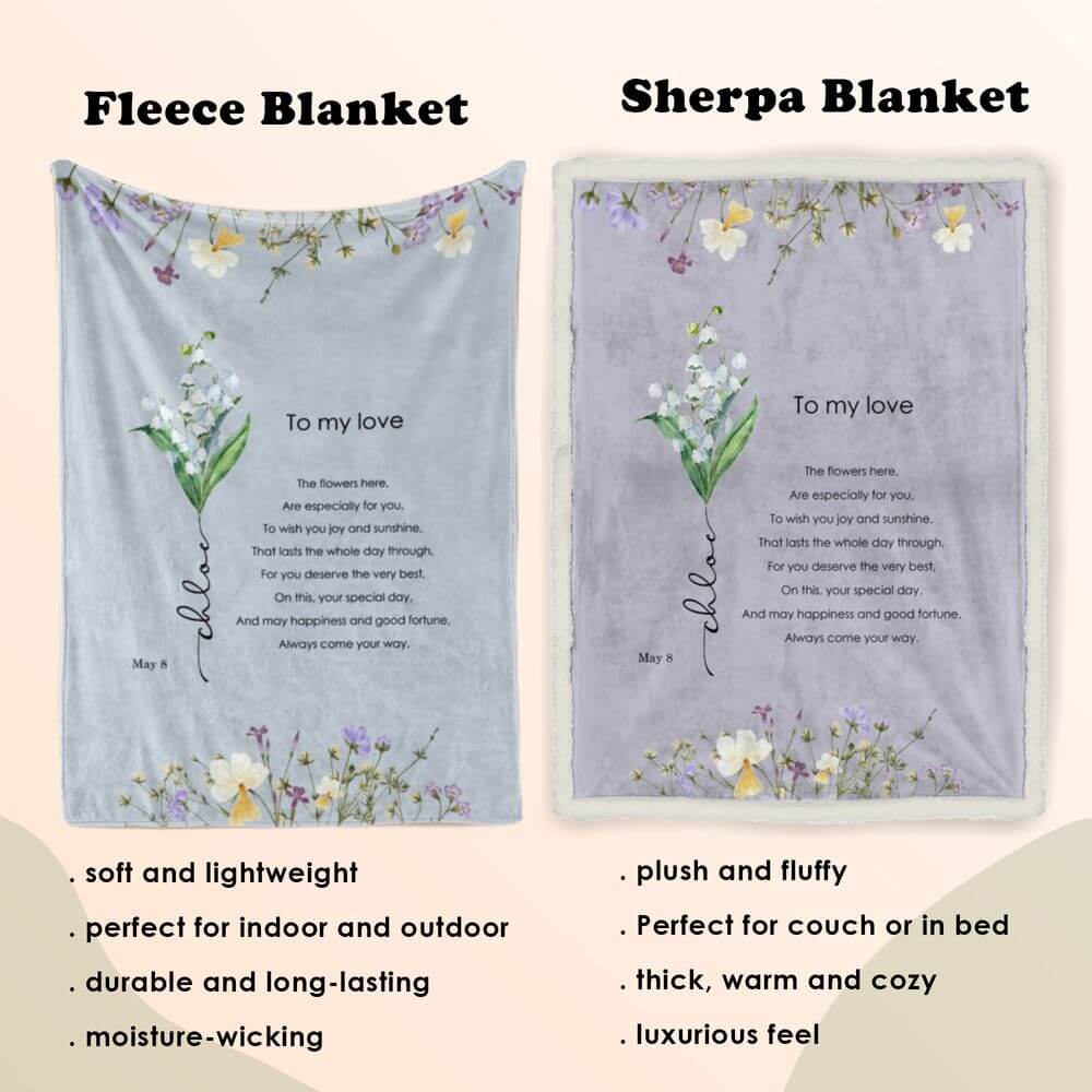 May Named Birth Flower Blanket - Lily of the Valley