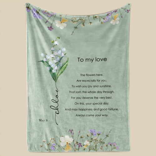 May Named Birth Flower Blanket - Lily of the Valley