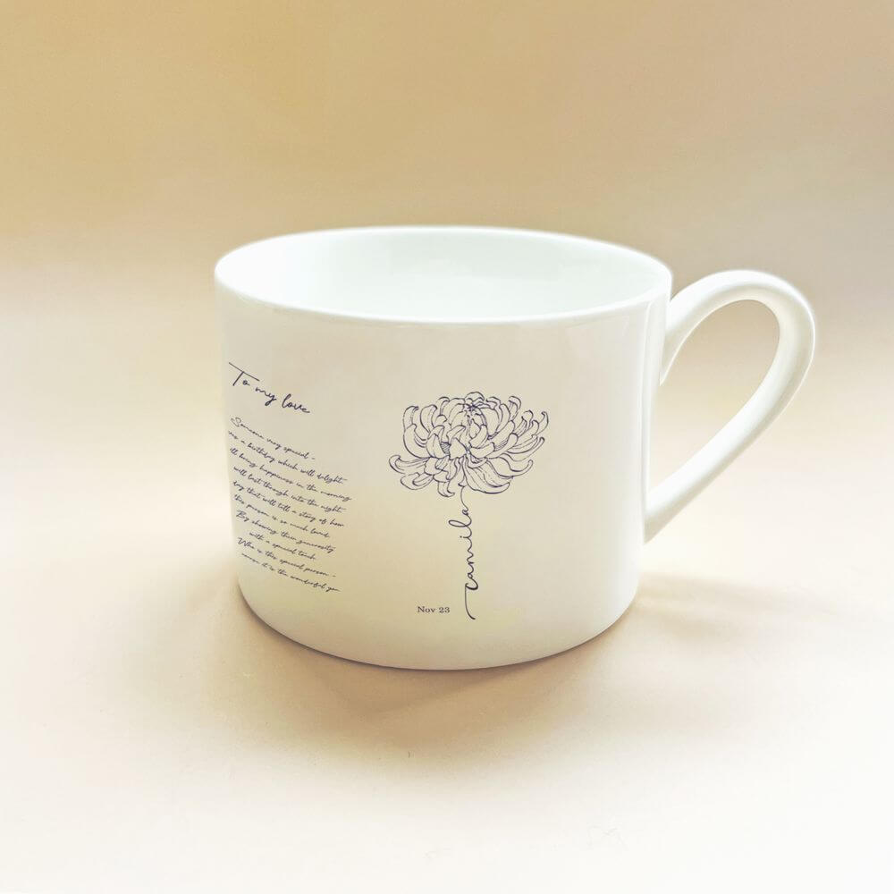 November Birth Flower Tea Cup and Saucer Set