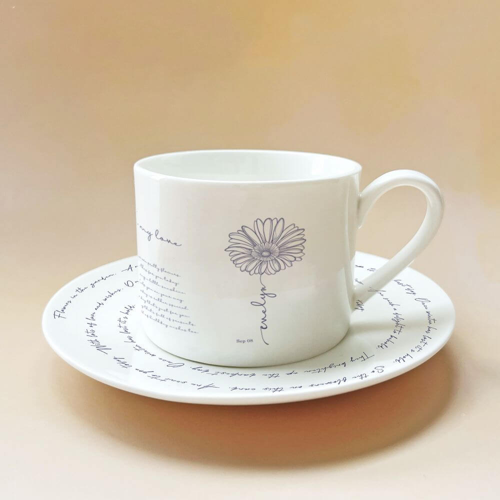 September Birth Flower Tea Cup Saucer Set