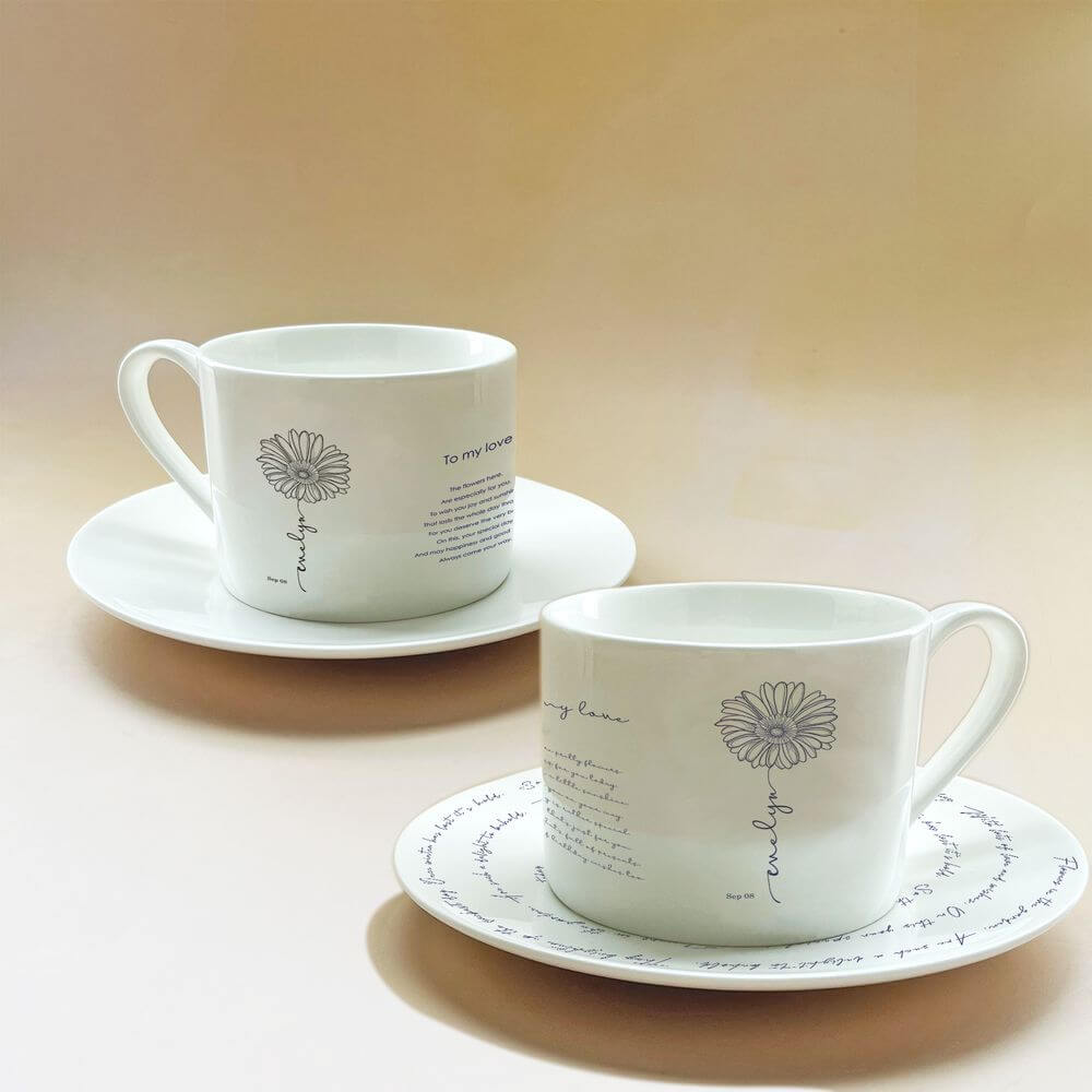 September Birth Flower Tea Cup Saucer Set