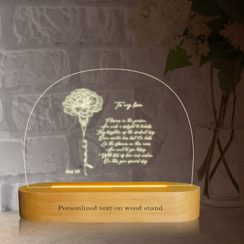 koragarro-January personalized named Birth Flower table lamp-Carnation Snowdrop -jan birthday gift