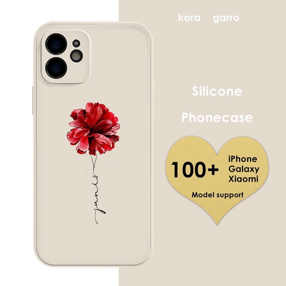 koragarro-January personalized named Birth Flower silicone phone case-Carnation Snowdrop flower