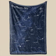 Load image into Gallery viewer, koragarro Hemisphere Constellations blanket, star map fleece blanket, astronomy gift