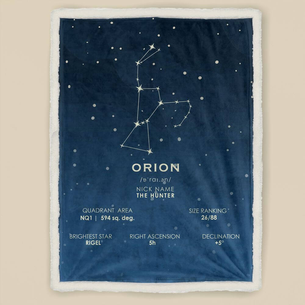 koragarro Orion Constellation Blanket, throw blanket, star map sherpa blanket, astronomy gift