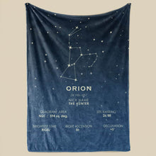 Load image into Gallery viewer, koragarro Orion Constellation Blanket, throw blanket, star map fleece blanket, astronomy gift