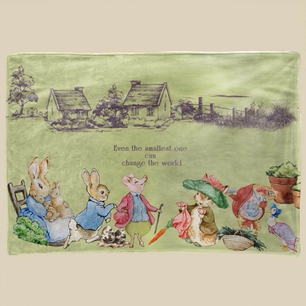 koragarro-peter rabbit-throw blanket, gift to baby-new born-even the smallest can change the world