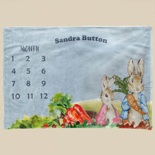 Load image into Gallery viewer, koragarro-peter rabbit-baby milestone personalized throw blanket, gift to baby-new born