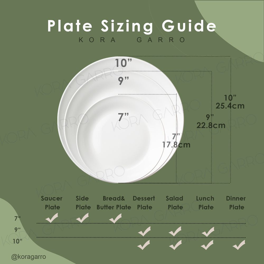 koragarro ceramic plate size guide