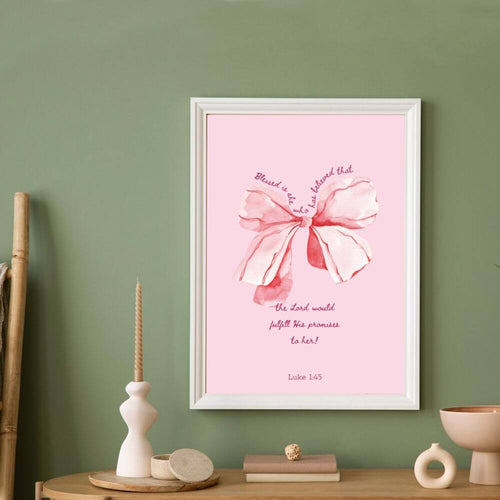 koragarro Coquette Pink Room Décor Printable Bible Verse Wall Art Christian Girl Gift Modern Pink Bow Dorm Poster Nursery Décor Instant Download