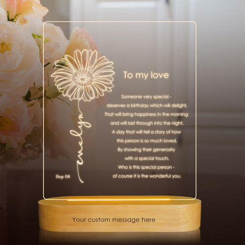 September Birth Flower Table Lamp, Aster