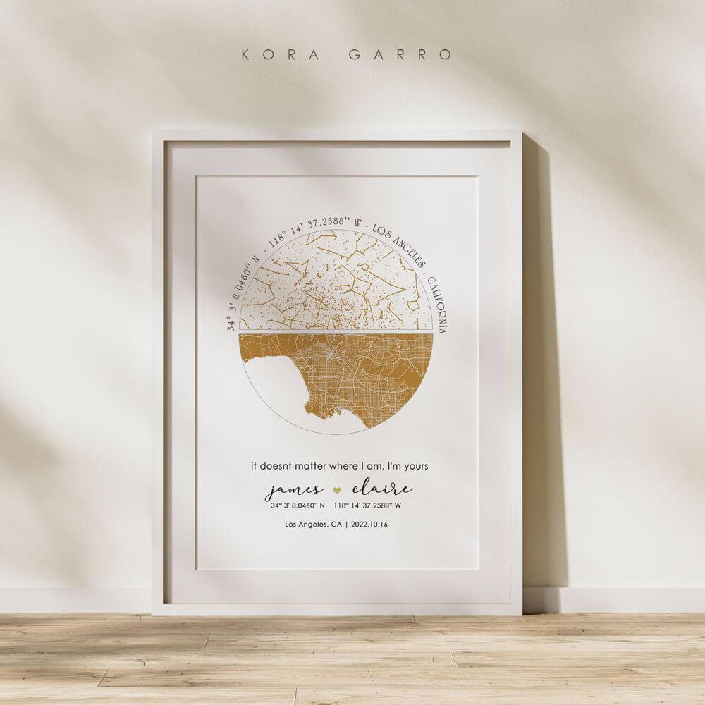 koragarro constellation any city map personalized poster, anniversary gift idea, city map poster, date time location