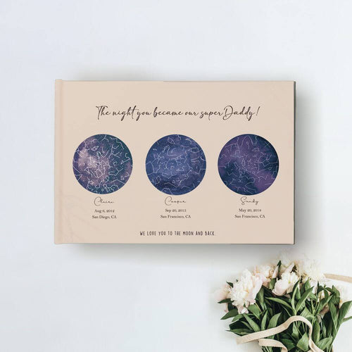 koragarro Family sign custom constellation map memory book - Date you became Daddy, Mom
