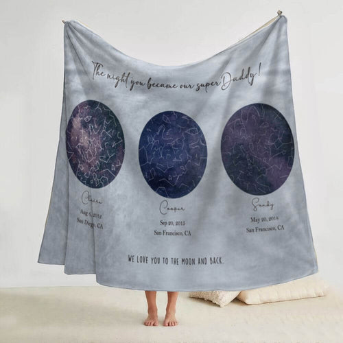 koragarro constellation blanket, family star map sign, night sky map, date time location, personalized blanket, family gift