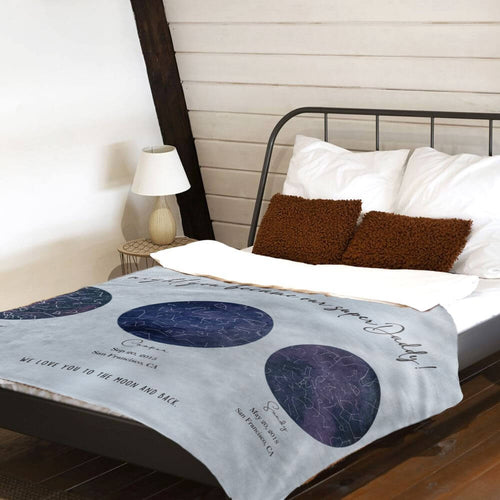 koragarro constellation blanket, family star map sign, night sky map, date time location, personalized blanket