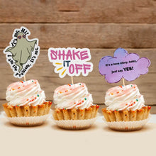 Load image into Gallery viewer, koragarro taylor swift party cupcake toppers, swiftie party decor, eras tour party favor, shake it off, cruel summer, it&#39;s me, hi,  instant download