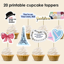 Load image into Gallery viewer, koragarro taylor swift party cupcake toppers, swiftie party decor, eras tour party favor, shake it off, cruel summer, it&#39;s me, you&#39;re on your own, kid, instant download