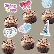 Load image into Gallery viewer, koragarro taylor swift party cupcake toppers, swiftie party decor, eras tour party favor, shake it off, cruel summer, instant download