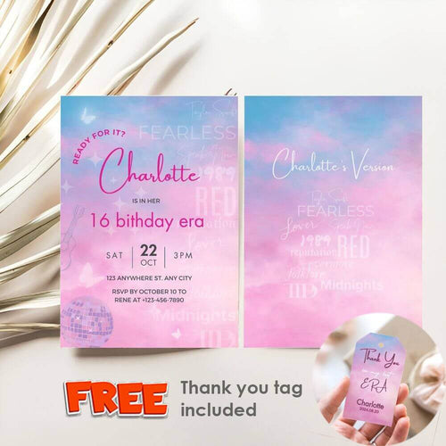 koragarro swiftie birthday invitation taylor swift eras tour Birthday party invitation sweet 16 Taylor's version Editable Canva birthday template instant download 