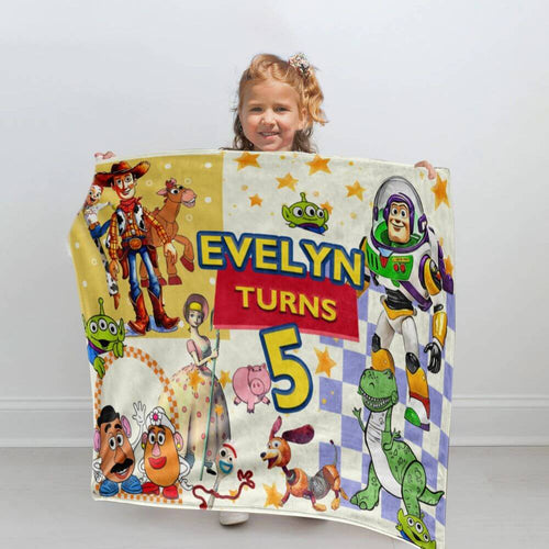 toy story birthday custom gift throw blanket koragarro two infinity and beyond disney kid name blanket pixar fest home decor woody toy jessie buzz lightyear kid bedding personalized gift to boy