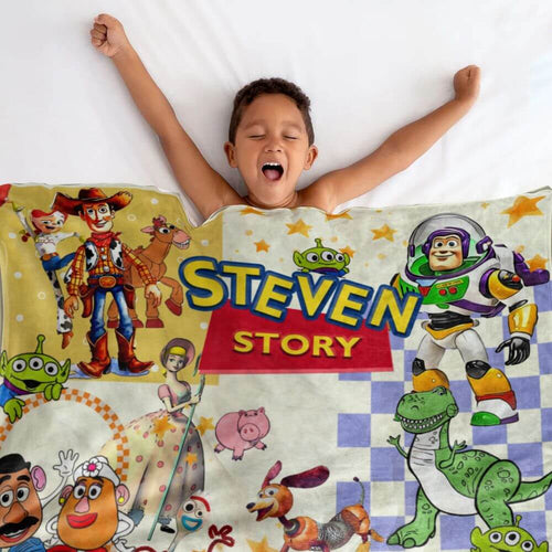 toy story birthday custom gift throw blanket koragarro two infinity and beyond disney kid name blanket pixar fest home decor woody toy jessie buzz lightyear kid bedding personalized gift to boy