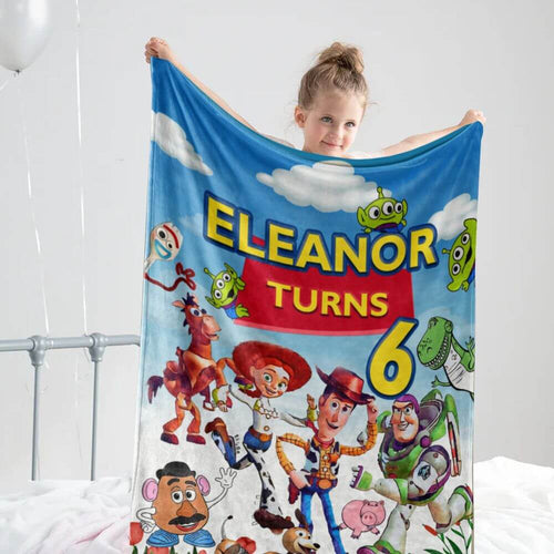 toy story birthday custom gift throw blanket koragarro two infinity and beyond disney kid name blanket pixar fest home decor woody toy jessie buzz lightyear kid bedding personalized gift to boy