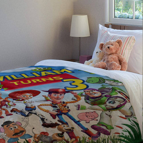 toy story birthday custom gift throw blanket koragarro two infinity and beyond disney kid name blanket pixar fest home decor woody toy jessie buzz lightyear kid bedding personalized gift to boy